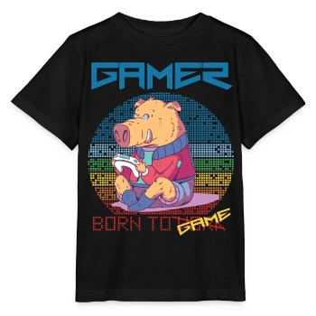 Funny Gamer Video Games Born To Gaming Retro Game - Stanley/Stella Kinder T-Shirt MINI CREATOR  - Schwarz - Vorne - Mikhail (115cm)