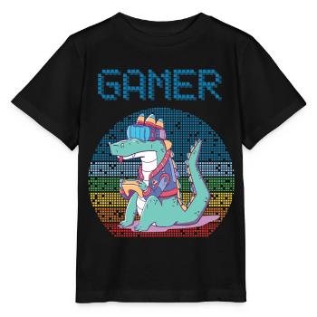 Gamer Jeux vidéo rétro Jeux vintage Funny Croco - T-shirt bio MINI CREATOR Stanley/Stella Enfant - noir - Devant - Mikhail (115cm)