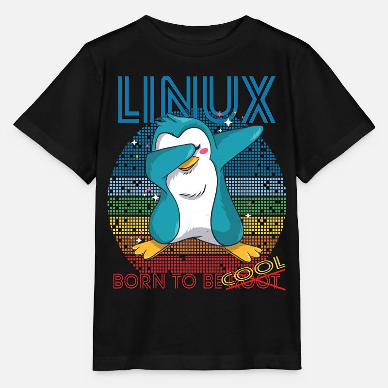 Linux Cool Born To Be Root Cute Penguin Geek Admin - T-shirt bio MINI CREATOR Stanley/Stella Enfant - noir