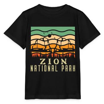 Zion National Park Utah Hiking Camping Outdoor - Stanley/Stella MINI CREATOR Kids’ T-Shirt - black - Front - Mikhail (115cm)