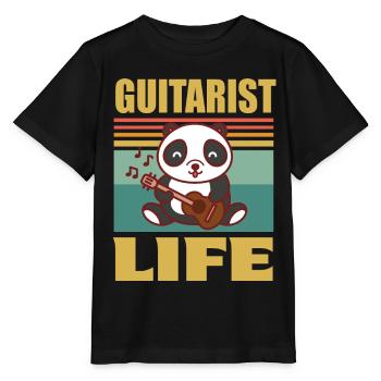 Gitarre Niedlicher Panda-Gitarrist Rockgitarren-Gi - Stanley/Stella Kinder T-Shirt MINI CREATOR  - Schwarz - Vorne - Mikhail (115cm)
