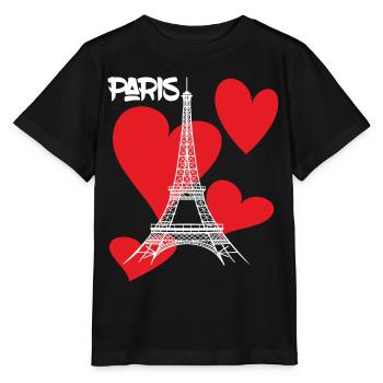 Paris-Eiffelturm mit Herz-Andenken-Frankreich-Fran - Stanley/Stella Kinder T-Shirt MINI CREATOR  - Schwarz - Vorne - Mikhail (115cm)