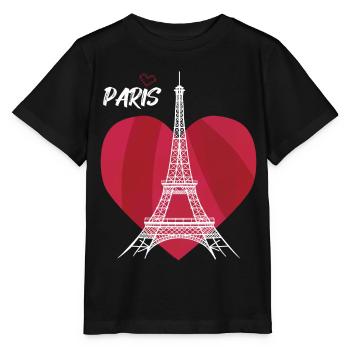 Touristisches Herz-Eiffelturm-Andenken Frankreichs - Stanley/Stella Kinder T-Shirt MINI CREATOR  - Schwarz - Vorne - Mikhail (115cm)