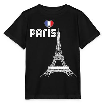 Liebe-Eiffelturm-Frankreich-Andenken-Franzosen Par - Stanley/Stella Kinder T-Shirt MINI CREATOR  - Schwarz - Vorne - Mikhail (115cm)