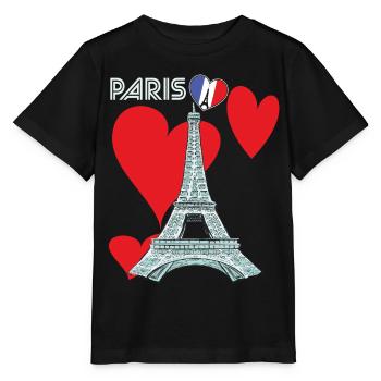 Liebes-Andenken-Franzosen Paris-Frankreich-Eiffelt - Stanley/Stella Kinder T-Shirt MINI CREATOR  - Schwarz - Vorne - Mikhail (115cm)