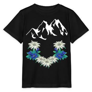 Autriche Suisse Montagnes Montagnes Gentiane Edelweiss - T-shirt bio MINI CREATOR Stanley/Stella Enfant - noir - Devant - Mikhail (115cm)