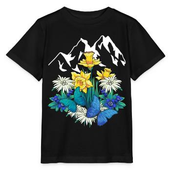 Autriche Tyrol printemps Nature Alm Gentiane Fleurs - T-shirt bio MINI CREATOR Stanley/Stella Enfant - noir - Devant - Mikhail (115cm)