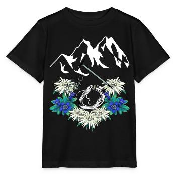Alpes tyroliennes Gentiane Edelweiss Alpinistes Escalade - T-shirt bio MINI CREATOR Stanley/Stella Enfant - noir - Devant - Mikhail (115cm)