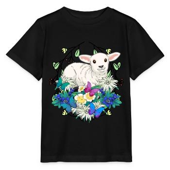 Début du printemps Agneau Moutons Joyeuses Pâques Nature - T-shirt bio MINI CREATOR Stanley/Stella Enfant - noir - Devant - Mikhail (115cm)