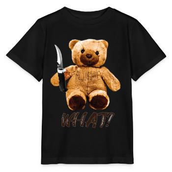 Drôle d’ours en peluche avec couteau quoi? Ours en peluche meurtrier - T-shirt bio MINI CREATOR Stanley/Stella Enfant - noir - Devant - Mikhail (115cm)