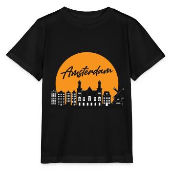 Amsterdam Skyline holländisches Souvenir-holländis - Stanley/Stella Kinder T-Shirt MINI CREATOR  - Schwarz - Vorne - Mikhail (115cm)