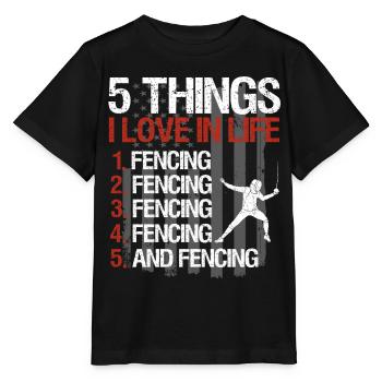 Fencing épée fencing duel gift idea - Stanley/Stella MINI CREATOR Kids’ T-Shirt - black - Front - Mikhail (115cm)