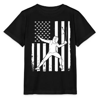 Fencing épée fencing duel gift idea - Stanley/Stella MINI CREATOR Kids’ T-Shirt - black - Front - Mikhail (115cm)