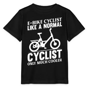 E-bike Cyclist Like A Normal Cyclist Only Much Coo - Stanley/Stella Kinder T-Shirt MINI CREATOR  - Schwarz - Vorne - Mikhail (115cm)
