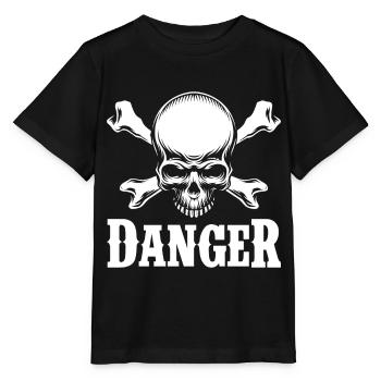 Danger Skull Tod Albtraum Angst Skelett Kostüm - Stanley/Stella Kinder T-Shirt MINI CREATOR  - Schwarz - Vorne - Mikhail (115cm)