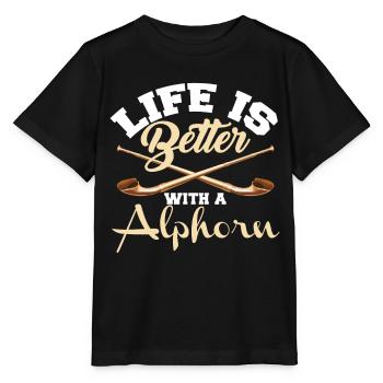 Instrument de musique cor des Alpes Musikantenleben in der - T-shirt bio MINI CREATOR Stanley/Stella Enfant - noir - Devant - Mikhail (115cm)