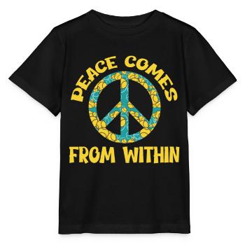 Finde deinen Frieden Blumen Hippie Glückseligkeit - Stanley/Stella Kinder T-Shirt MINI CREATOR  - Schwarz - Vorne - Mikhail (115cm)