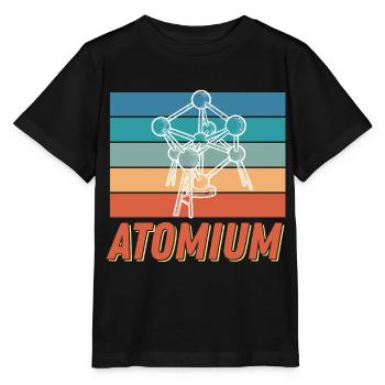Atomium Science Noyau atomique Physique Physicien atomique - T-shirt bio MINI CREATOR Stanley/Stella Enfant - noir - Devant - Mikhail (115cm)