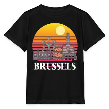 Bruxelles Skyline Science Noyau atomique Physique Atome - T-shirt bio MINI CREATOR Stanley/Stella Enfant - noir - Devant - Mikhail (115cm)