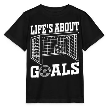 Life's About Goals Soccer Quotes - Soccer - Stanley/Stella MINI CREATOR Kids’ T-Shirt - black - Front - Mikhail (115cm)