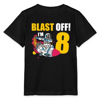 Je suis 8 Astronaut Lover Spaceship Joyeux anniversaire - T-shirt bio MINI CREATOR Stanley/Stella Enfant - noir - Devant - Mikhail (115cm)