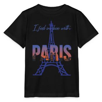 Tour Eiffel J’adore Paris Bonjour de France - T-shirt bio MINI CREATOR Stanley/Stella Enfant - noir - Devant - Mikhail (115cm)