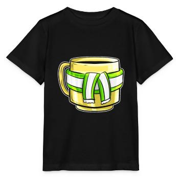 Autumn Beaker With Green White Striped Scarf For - Stanley/Stella MINI CREATOR Kids’ T-Shirt - black - Front - Mikhail (115cm)