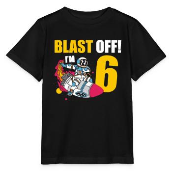 Je suis 6 Astronaut Lover Spaceship Joyeux anniversaire - T-shirt bio MINI CREATOR Stanley/Stella Enfant - noir - Devant - Mikhail (115cm)