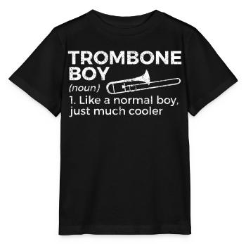 Trombone Musicien Brass Band - T-shirt bio MINI CREATOR Stanley/Stella Enfant - noir - Devant - Mikhail (115cm)