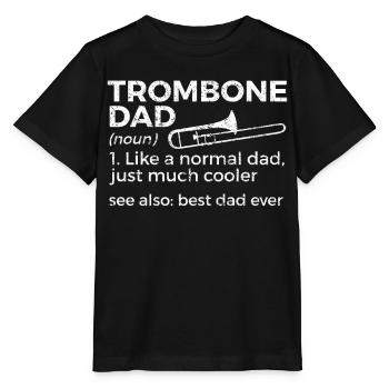 Trombone Musicien Brass Band - T-shirt bio MINI CREATOR Stanley/Stella Enfant - noir - Devant - Mikhail (115cm)
