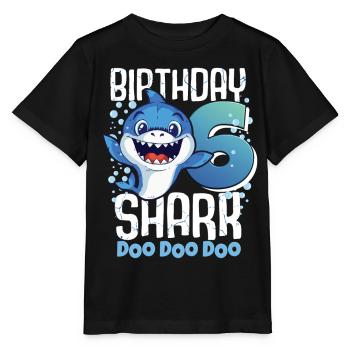 Birthday Shark 6. Geburtstag Haifisch 6 Jahre Hai - Stanley/Stella Kinder T-Shirt MINI CREATOR  - Schwarz - Vorne - Mikhail (115cm)