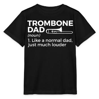 Trombone Musicien Brass Band - T-shirt bio MINI CREATOR Stanley/Stella Enfant - noir - Devant - Mikhail (115cm)