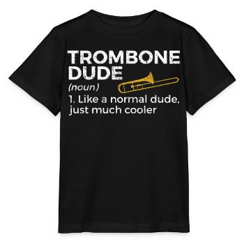 Trombone Musicien Brass Band - T-shirt bio MINI CREATOR Stanley/Stella Enfant - noir - Devant - Mikhail (115cm)