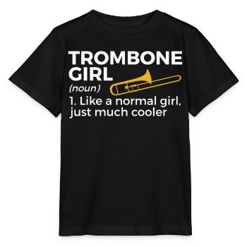 Trombone Musicien Brass Band - T-shirt bio MINI CREATOR Stanley/Stella Enfant - noir - Devant - Mikhail (115cm)