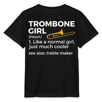 Trombone Musicien Brass Band - T-shirt bio MINI CREATOR Stanley/Stella Enfant - noir - Devant - Mikhail (115cm)
