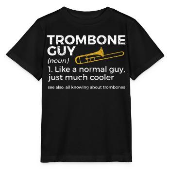 Trombone Musicien Brass Band - T-shirt bio MINI CREATOR Stanley/Stella Enfant - noir - Devant - Mikhail (115cm)