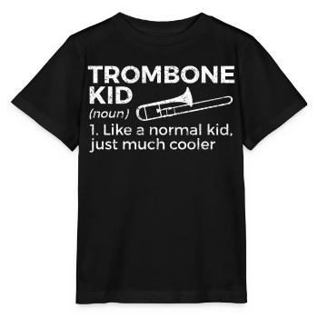 Trombone Musicien Brass Band - T-shirt bio MINI CREATOR Stanley/Stella Enfant - noir - Devant - Mikhail (115cm)