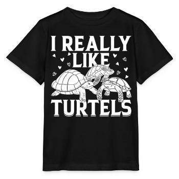 I Really Like Turtles - Sea Turtle Lover Cute Turt - Stanley/Stella Kinder T-Shirt MINI CREATOR  - Schwarz - Vorne - Mikhail (115cm)