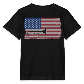 Trombone Musicien Brass Band - T-shirt bio MINI CREATOR Stanley/Stella Enfant - noir - Devant - Mikhail (115cm)