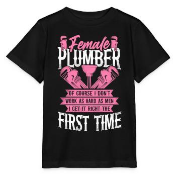 Plumbing Plumber Female Female - Stanley/Stella MINI CREATOR Kids’ T-Shirt - black - Front - Mikhail (115cm)