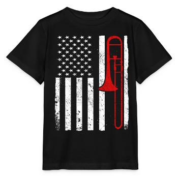 Trombone Musicien Brass Band - T-shirt bio MINI CREATOR Stanley/Stella Enfant - noir - Devant - Mikhail (115cm)