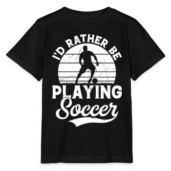 Soccer - Je préfère jouer au soccer - T-shirt bio MINI CREATOR Stanley/Stella Enfant - noir - Devant - Mikhail (115cm)