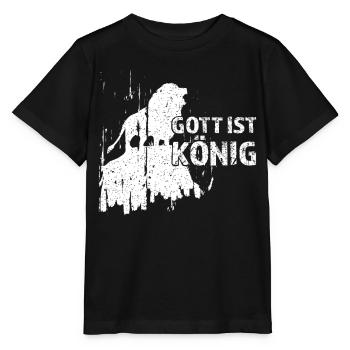 Dieu est le roi Léon Jésus Foi Culte Louange - T-shirt bio MINI CREATOR Stanley/Stella Enfant - noir - Devant - Mikhail (115cm)