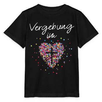Vergebung im Herz Kreuz Gott Jesus Glaube Christen - Stanley/Stella Kinder T-Shirt MINI CREATOR  - Schwarz - Vorne - Mikhail (115cm)
