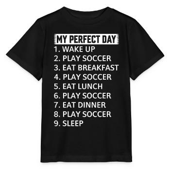 Soccer My Perfect Day Soccer Player - Stanley/Stella Kinder T-Shirt MINI CREATOR  - Schwarz - Vorne - Mikhail (115cm)