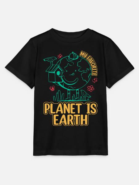 Min favorittplanet er jorden - solsystemplaneter - Stanley/Stella MINI CREATOR T-skjorte for barn - svart