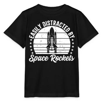 Rocket Ship Space Ship - Easily Distracted By Spac - Stanley/Stella MINI CREATOR Kids’ T-Shirt - black - Front - Mikhail (115cm)