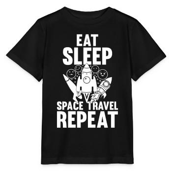 Eat Sleep Space Travel Repeat - Space Rocket Ship - Stanley/Stella MINI CREATOR Kids’ T-Shirt - black - Front - Mikhail (115cm)