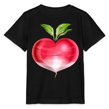 Radish In Heart Shape - Vegetarian - Go Vegan - Stanley/Stella Kinder T-Shirt MINI CREATOR  - Schwarz - Vorne - Mikhail (115cm)