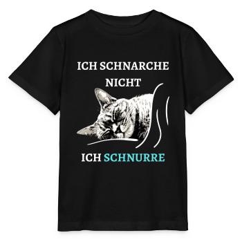 Ich Schnarche nicht ich Schnurre Schlafshirt Katze - Stanley/Stella Kinder T-Shirt MINI CREATOR  - Schwarz - Vorne - Mikhail (115cm)